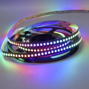 Product Description: Enhance your lighting projects with the WS2812B LED Strip Light, featuring 144 LEDs per meter for high-density, individually addressable lighting. This programmable 5050 SMD RGB strip is designed to deliver stunning dream color effects with a flexible and durable black PCB. Key Features: Individually Addressable LEDs: Each LED can be independently controlled, allowing for intricate patterns, animations, and lighting effects. High-Density Lighting: With 144 LEDs per meter, this strip ensures exceptional brightness and seamless color transitions, perfect for detailed and dynamic lighting designs. 5050 SMD RGB LEDs: Utilizes high-quality 5050 SMD LEDs for vibrant and consistent color output across the entire strip. Dream Color Effects: Capable of producing millions of colors, this strip can create mesmerizing and dynamic lighting displays. Flexible Design: The black PCB offers flexibility, enabling the strip to bend and conform to various shapes and installations. Programmable: Easily programmable via various controllers, thanks to the integrated WS2812B IC, which allows for precise control of each LED. Easy Installation: The adhesive backing ensures secure and simple mounting on any clean surface. Safe Low Voltage: Operates on a safe DC 5V power supply, making it easy and safe to use in different environments. Applications: Custom Lighting Projects Home and Room Decoration Architectural Lighting Stage and Event Lighting Holiday and Party Decoration Advertising and Signage DIY Electronics and Hobbies Specifications: LED Type: WS2812B 5050 SMD RGB LEDs LED Count: 144 LEDs per meter Voltage: DC 5V Color: RGB Full Color Spectrum PCB Color: Black Flexibility: Highly flexible for versatile installations Length: Customizable to fit your project needs Transform your lighting projects with the WS2812B LED Strip Light, offering high-density, individually addressable RGB LEDs on a flexible black PCB. Ideal for DIY enthusiasts, professional designers, and anyone looking to create vibrant, programmable lighting displays. 02