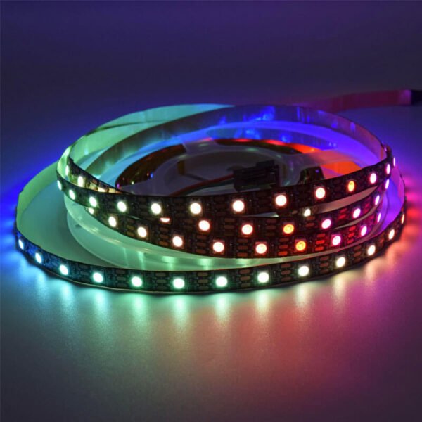 5V WS2812B RGB Pixel LED Strip - Programmable, Addressable, 60 LEDs/m, Black PCB 02