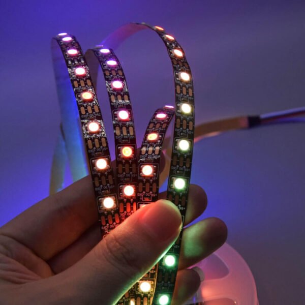 5V WS2812B RGB Pixel LED Strip - Programmable, Addressable, 60LEDs/m, Black PCB 04