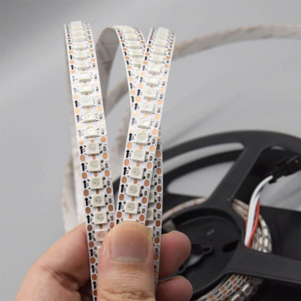 DC5V WS2812B 144 LEDs/m Smart LED Pixel RGB Individually Addressable LED Strip Light, White PCB, IC WS2812 Pixel Strips 03